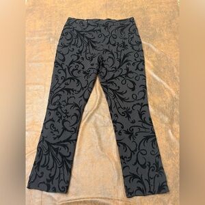 Chico’s Black Velvet Burnout Scroll Pants 0.5 US 6